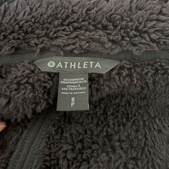 Athleta Westbound Sherpa Jacket Small Black Fleece Lined Women Cozy Travel EUC - Picture 8 of 8